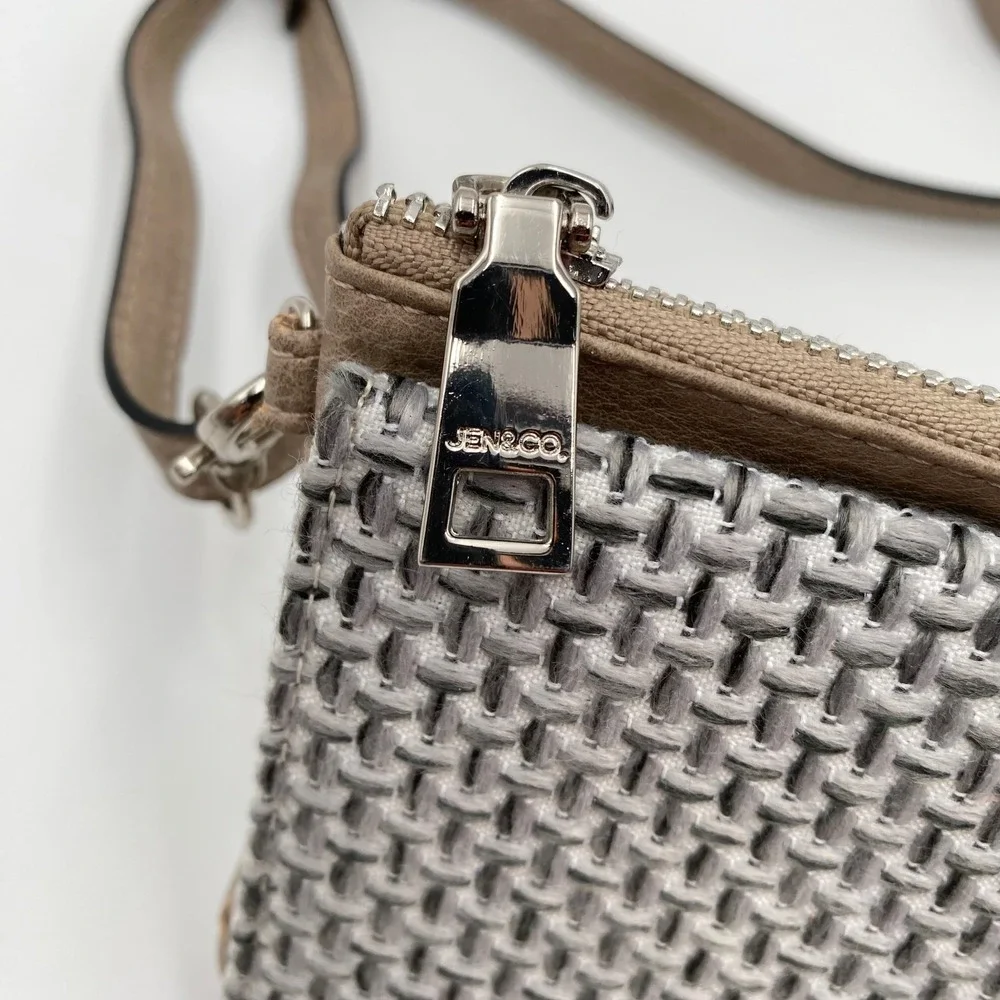 JEN&CO Woven Crossbody Wallet Clutch Organizer Card‎ Slots ID Window Strap